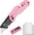 WORKPRO Folding Utility Knife, Quick Change Box Cutter, Pink Razor Knife for Cartons, Cardboard, Boxes, 10 Extra Blades Included – Pink Ribbon