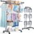 PurKeep 𝐔𝐩𝐠𝐫𝐚𝐝𝐞𝐝 Clothes Drying Rack with Wheels, 4 Tier Folding Drying Rack, Heavy Duty Laundry Drying Rack with Expandable Side Wings, Indoor Outdoor Clothes Air Drying Rack for Large Family